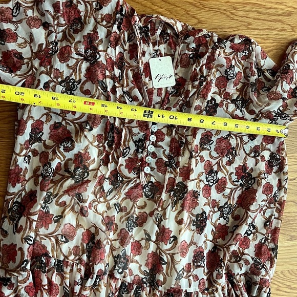 Free People Women’s See It Through Pleated Front Floral Maxi Dress Large NWT - Picture 14 of 16